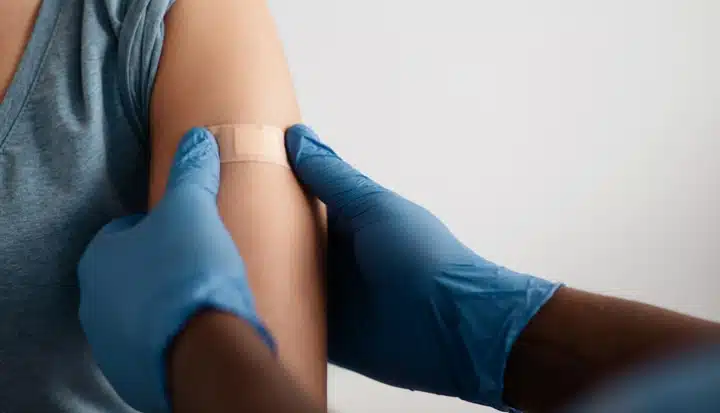 Vaccine equity. Vaccination of patient.