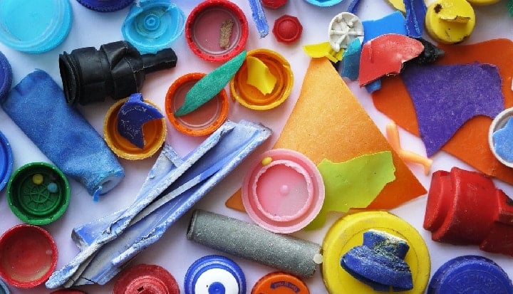 Up close Colourful Plastic Waste.